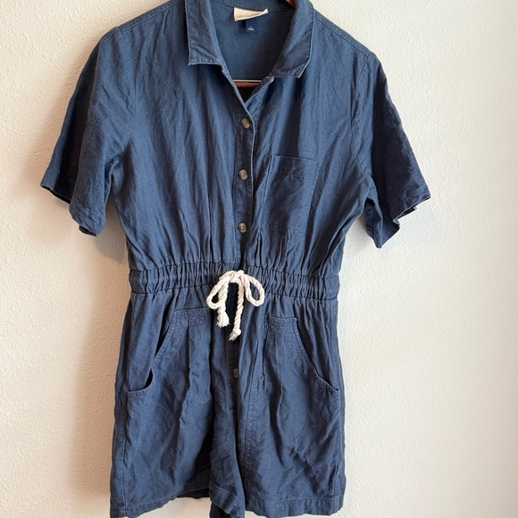 Universal Thread Blue Linen Romper - Picture 2 of 6